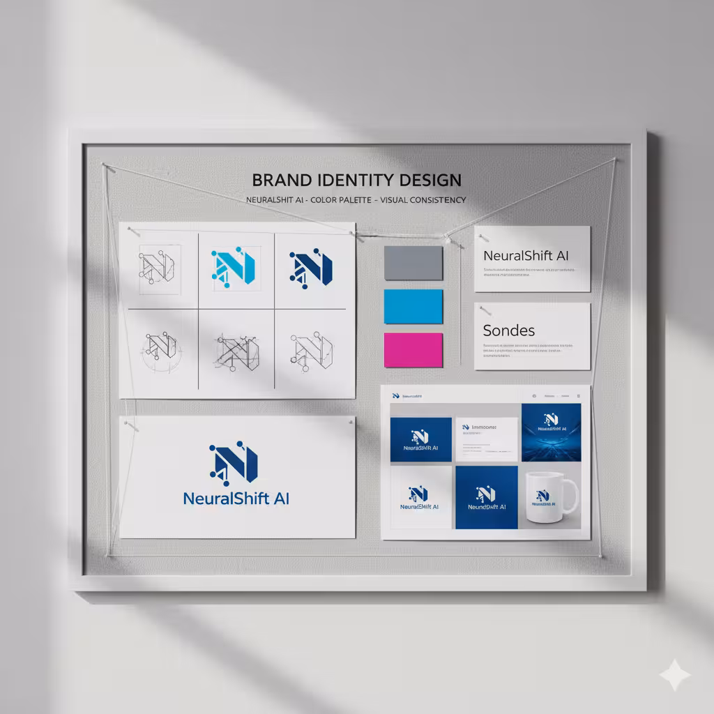 Logo system, color palette, visual consistency.